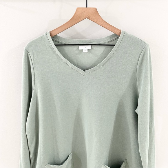 J. Jill Textured Patch-Pocket Knit Tunic In Mineral Green Size Large - Picture 3 of 6
